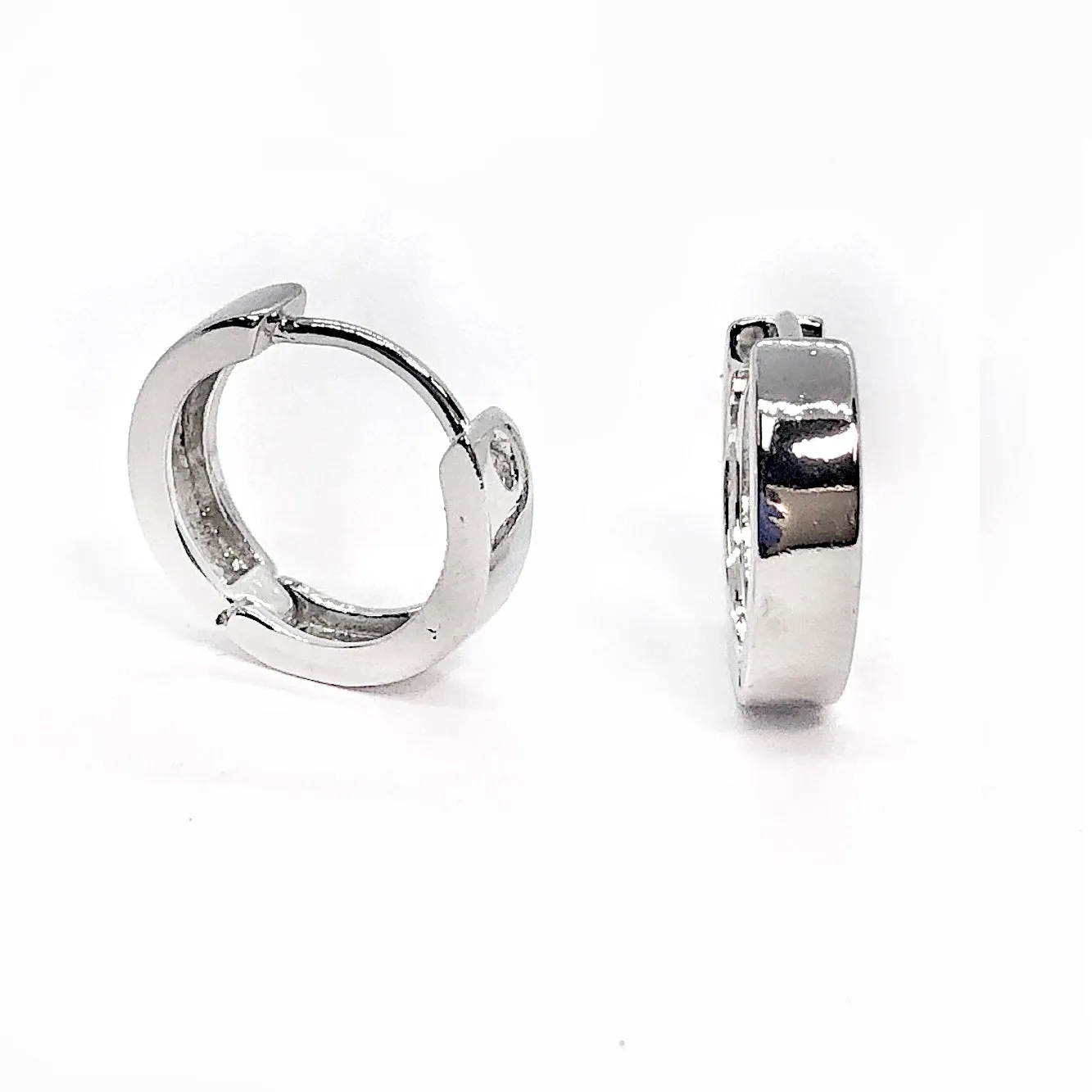 Polished 17mm Stainless Steel Huggie Hoop Earrings