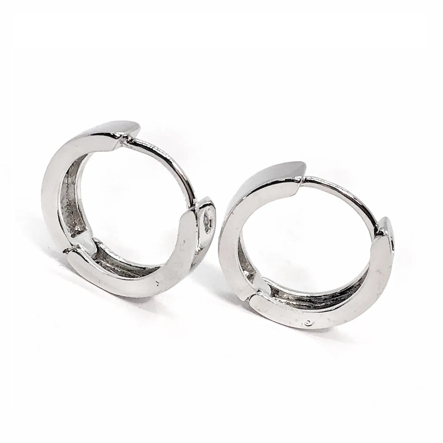 Polished 17mm Stainless Steel Huggie Hoop Earrings