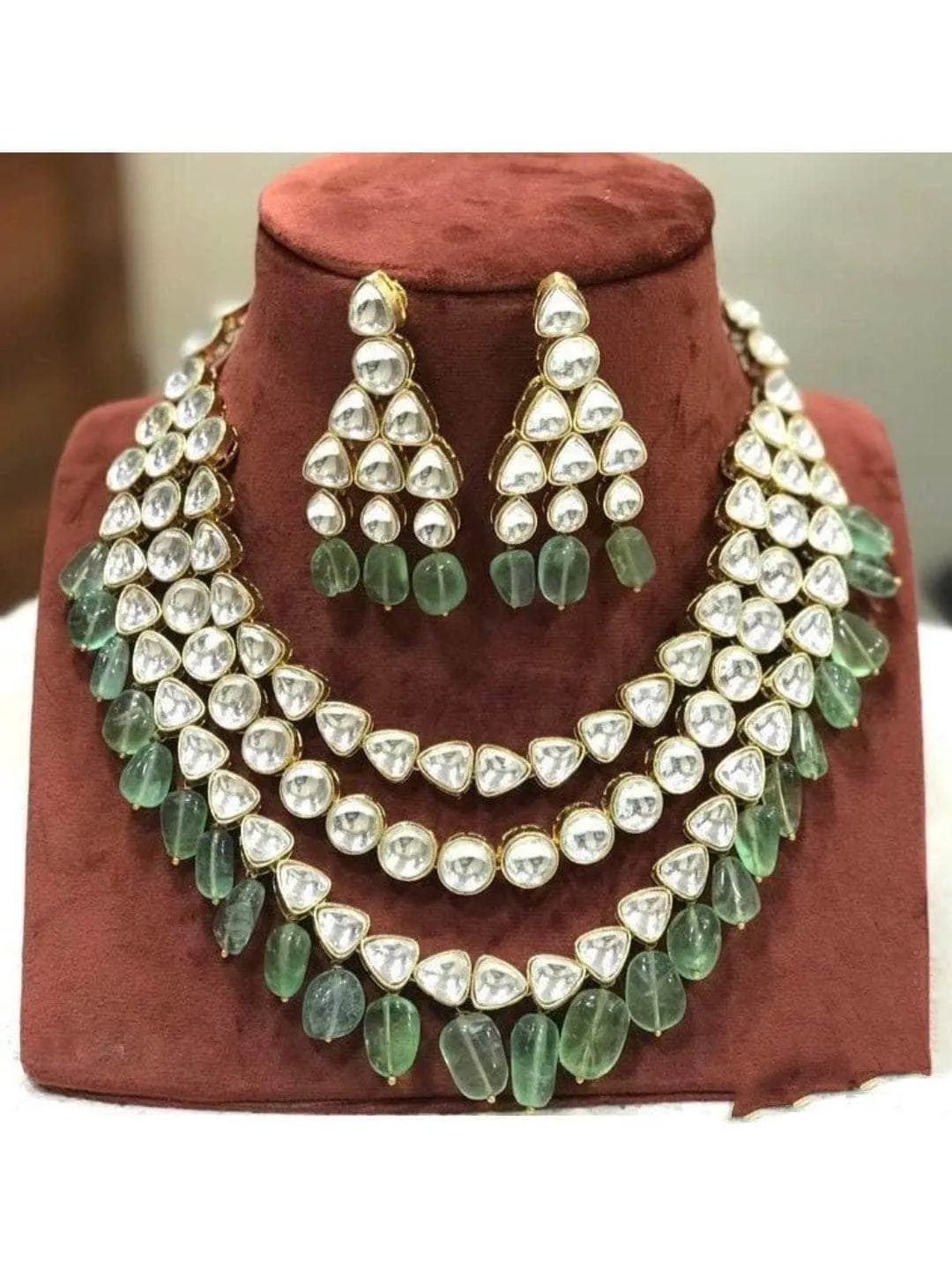 Polki Kundan With Real Fluorite Necklace