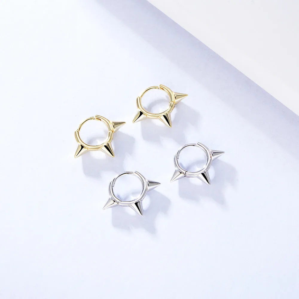 Punk Style Spiked Tapered Silver Studs Earrings for Women