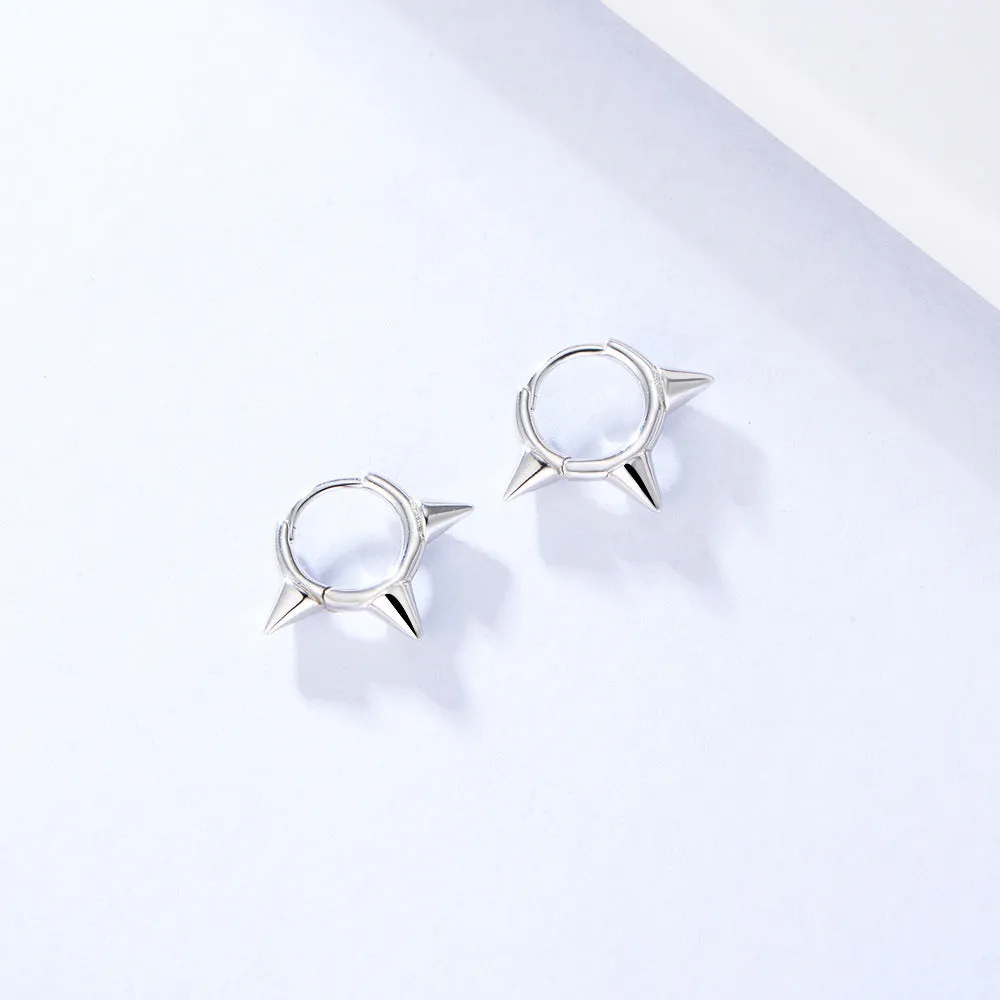 Punk Style Spiked Tapered Silver Studs Earrings for Women