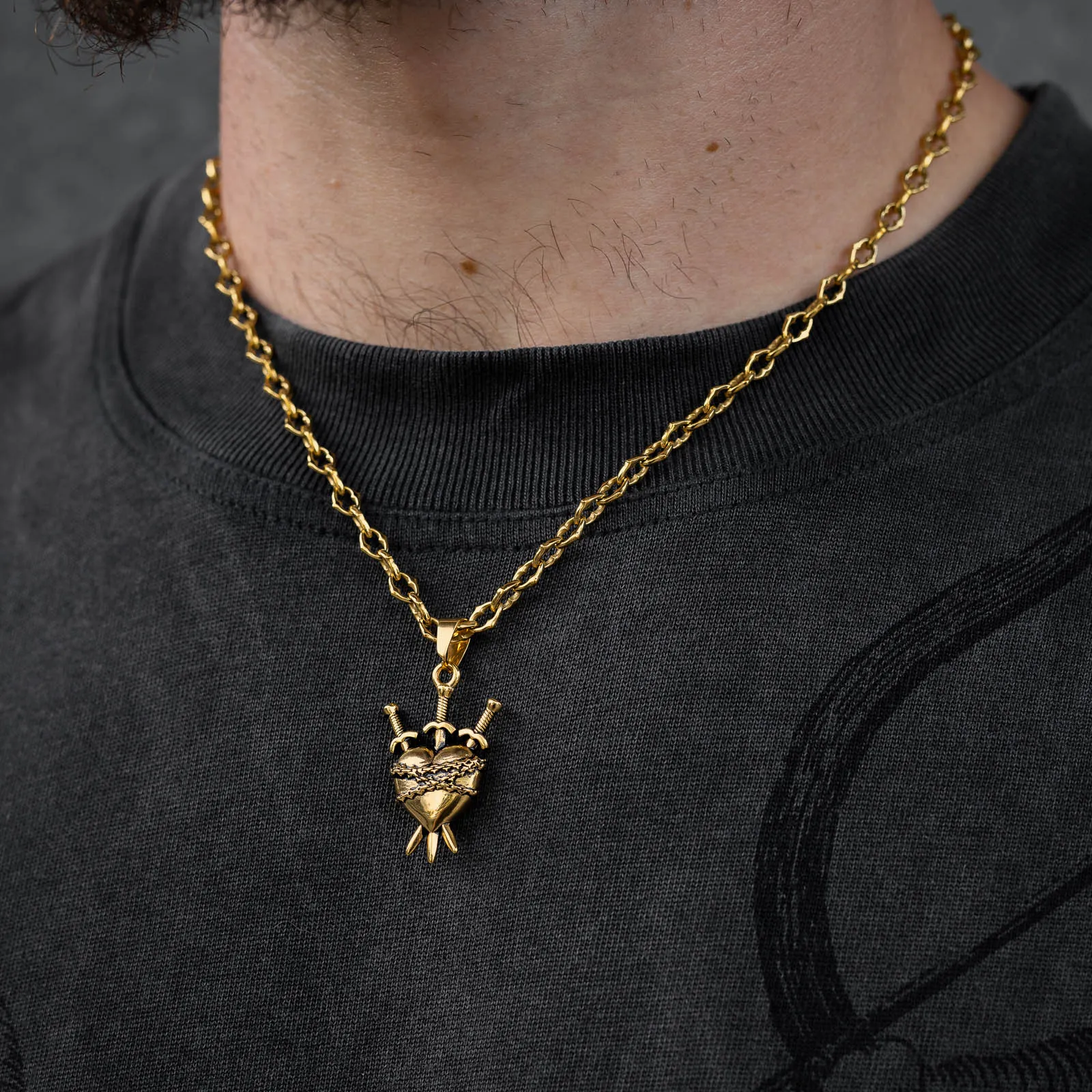 "The Cathedral" 6mm Spiked Chain with Custom Pendant Choice (Gold)