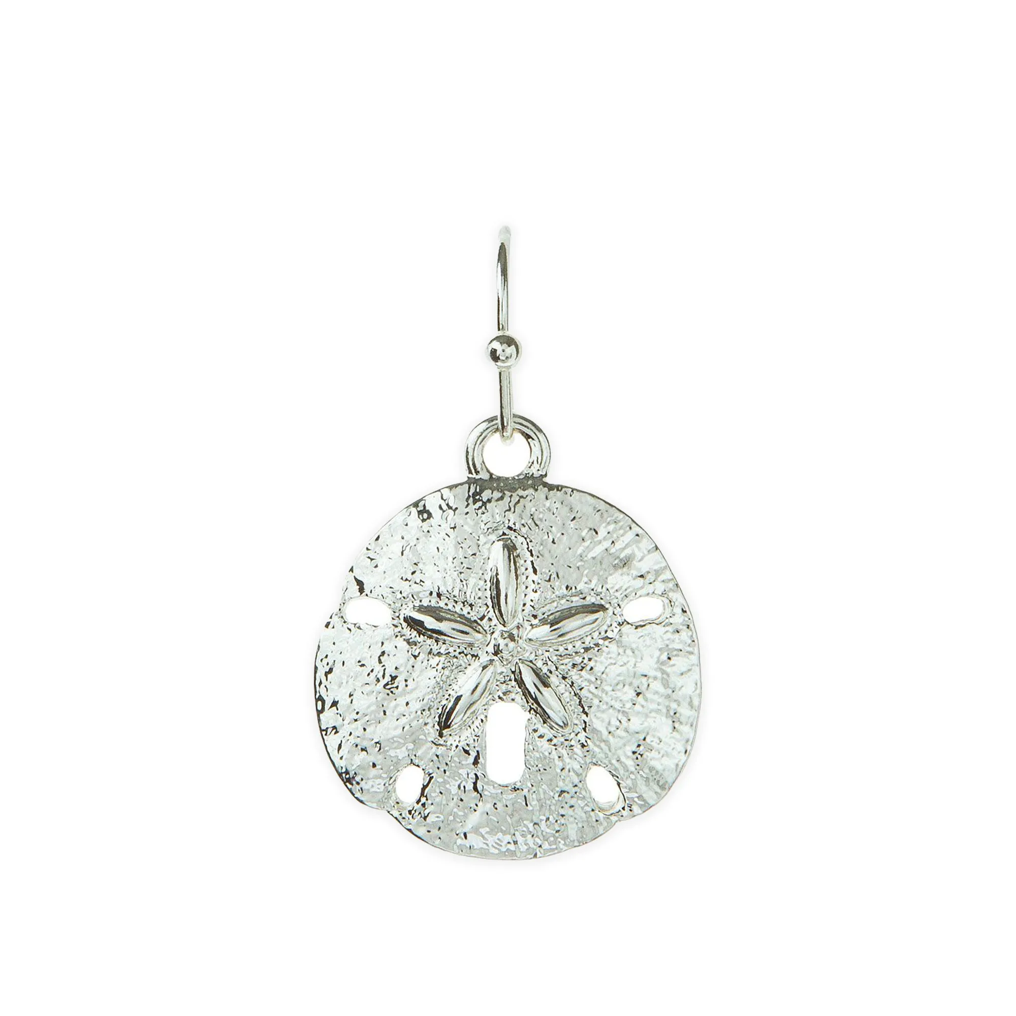 Rain Shiny Silver Textured Sand Dollar Cut Out Post Dangle Earrings