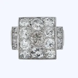 Retro French Platinum Diamond Ring