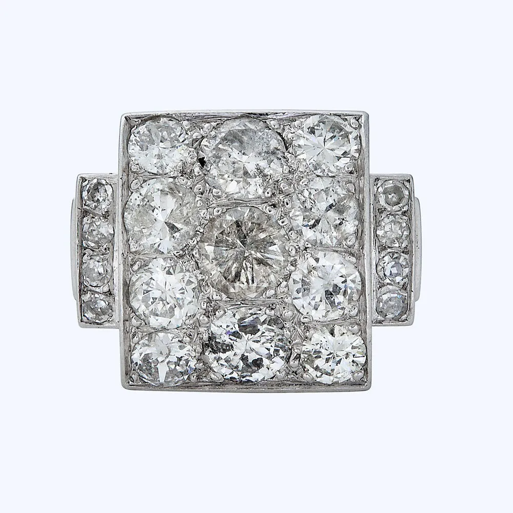 Retro French Platinum Diamond Ring