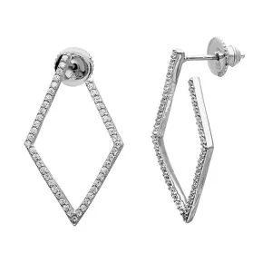 Rhodium Plated Geometric Wrap Around Hoops