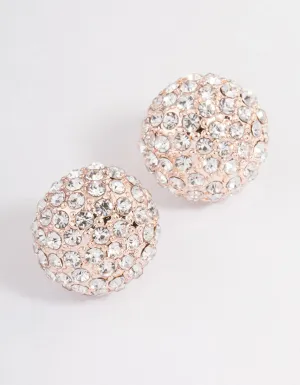 Rose Gold Pave Dome Ball Stud Earrings