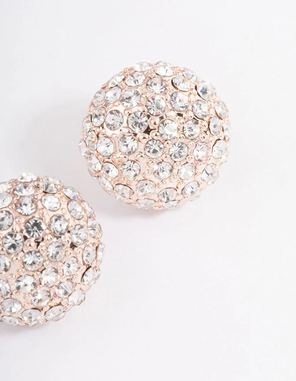 Rose Gold Pave Dome Ball Stud Earrings