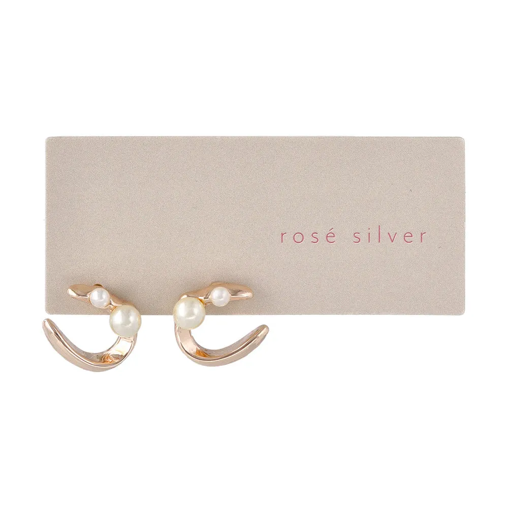 Rose Silver Pearlized Horseshoe Studs