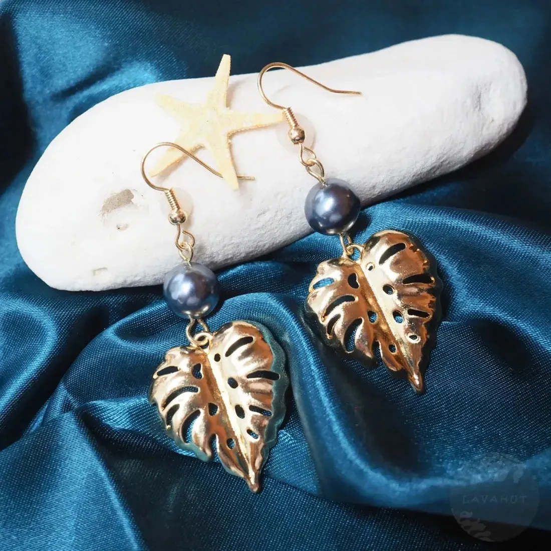 Royal Monstera Drop Earrings