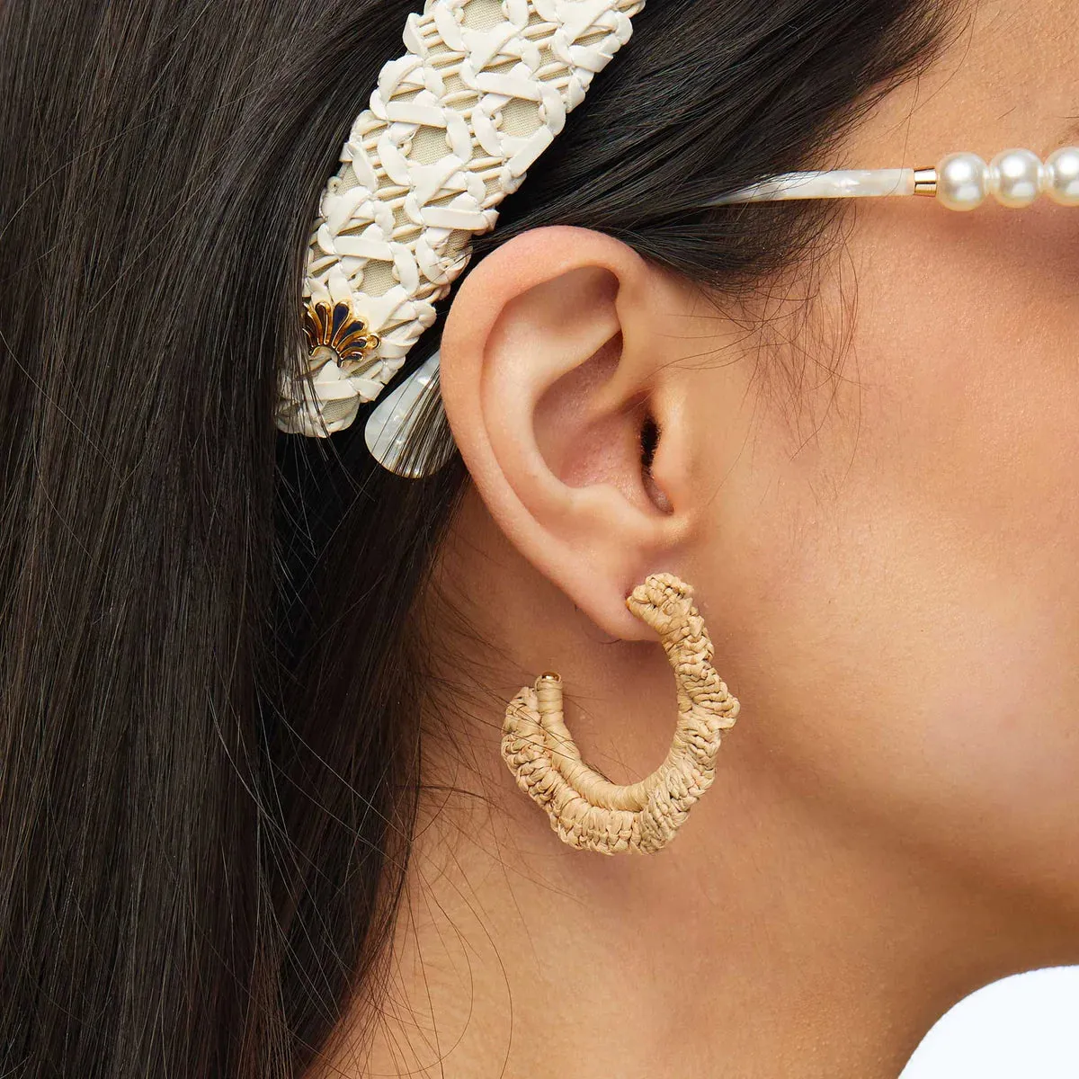 Ruffle Raffia Hoops