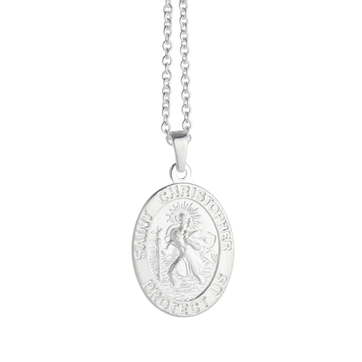 Saint Christopher Protect Us Personalised Silver Necklace