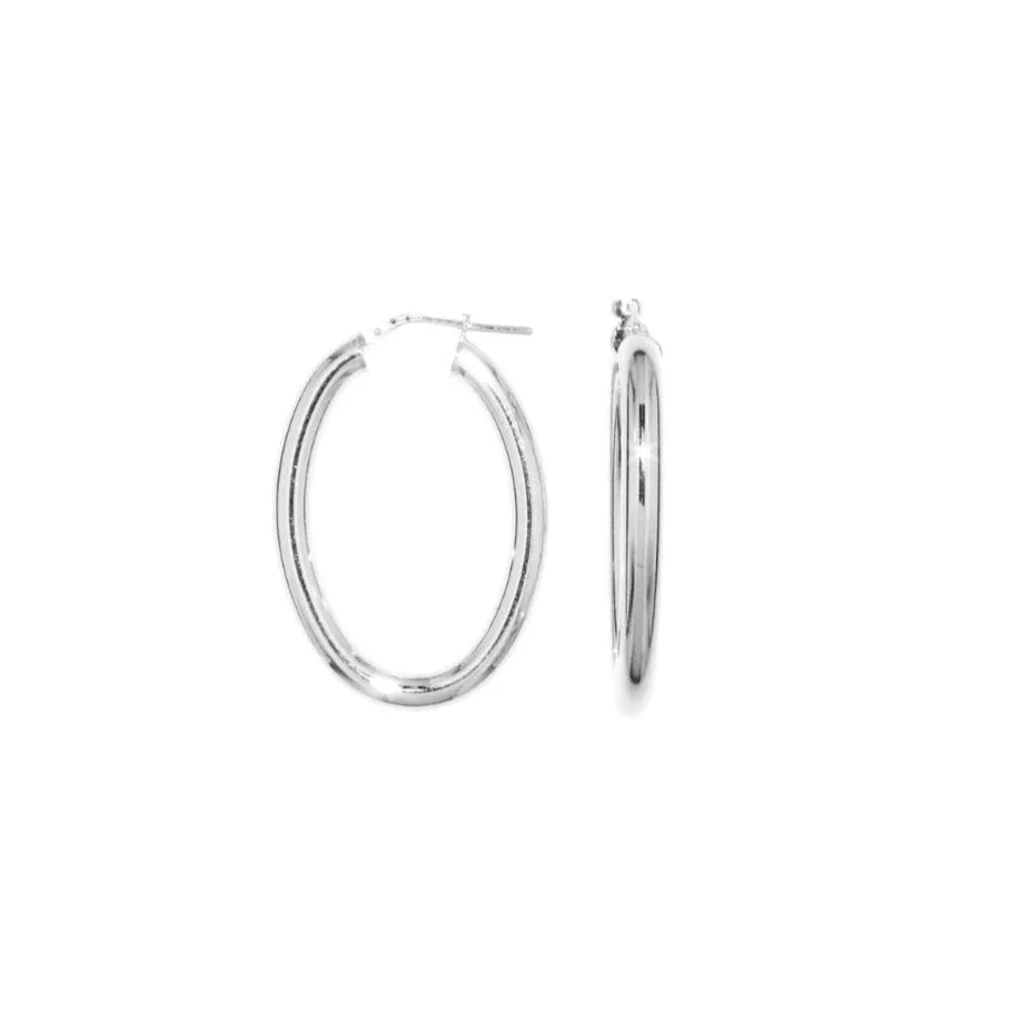 Shiny Oval Hoop Earrings - Gold