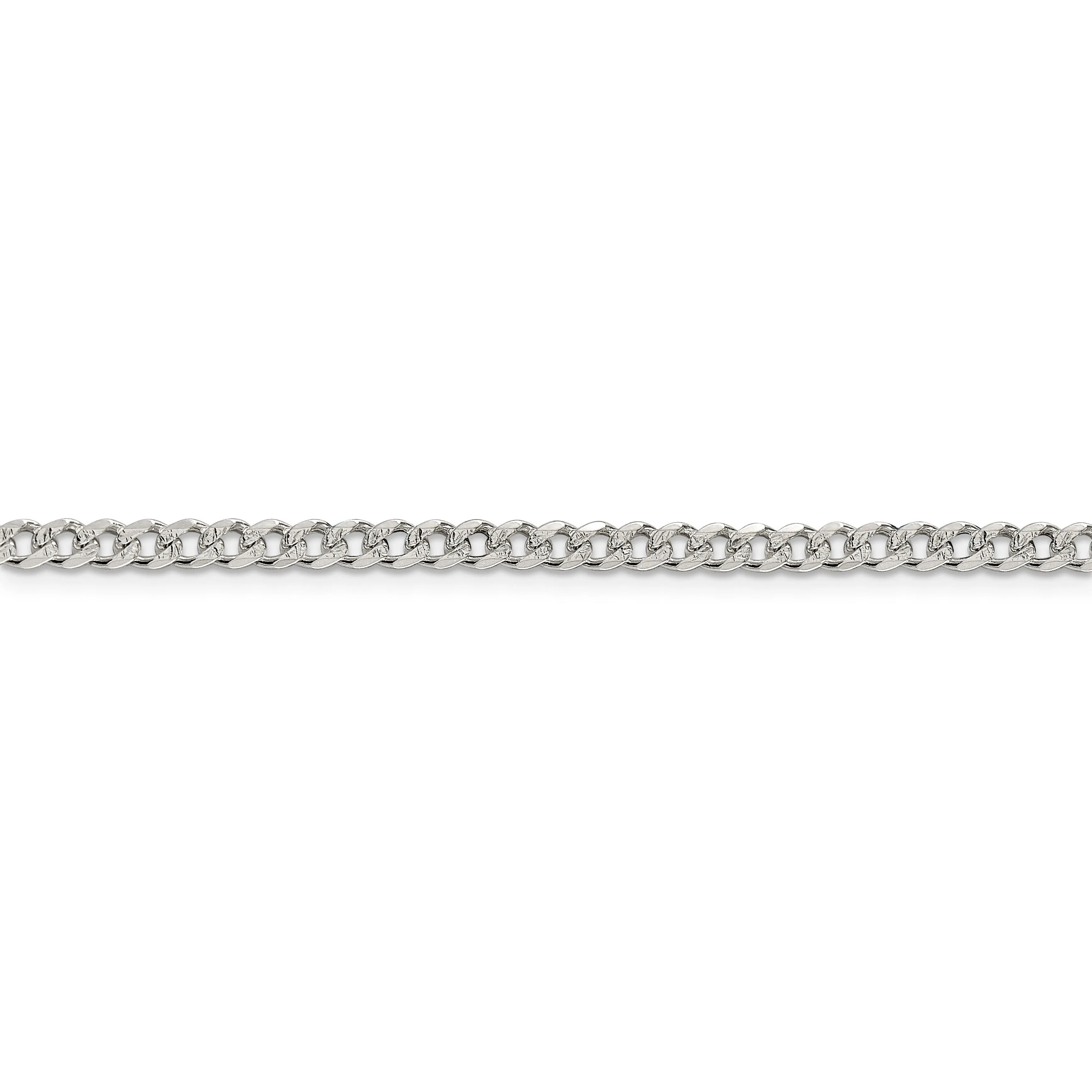 Silver 4.00-mm Wide Solid Pave Link Curb Chain