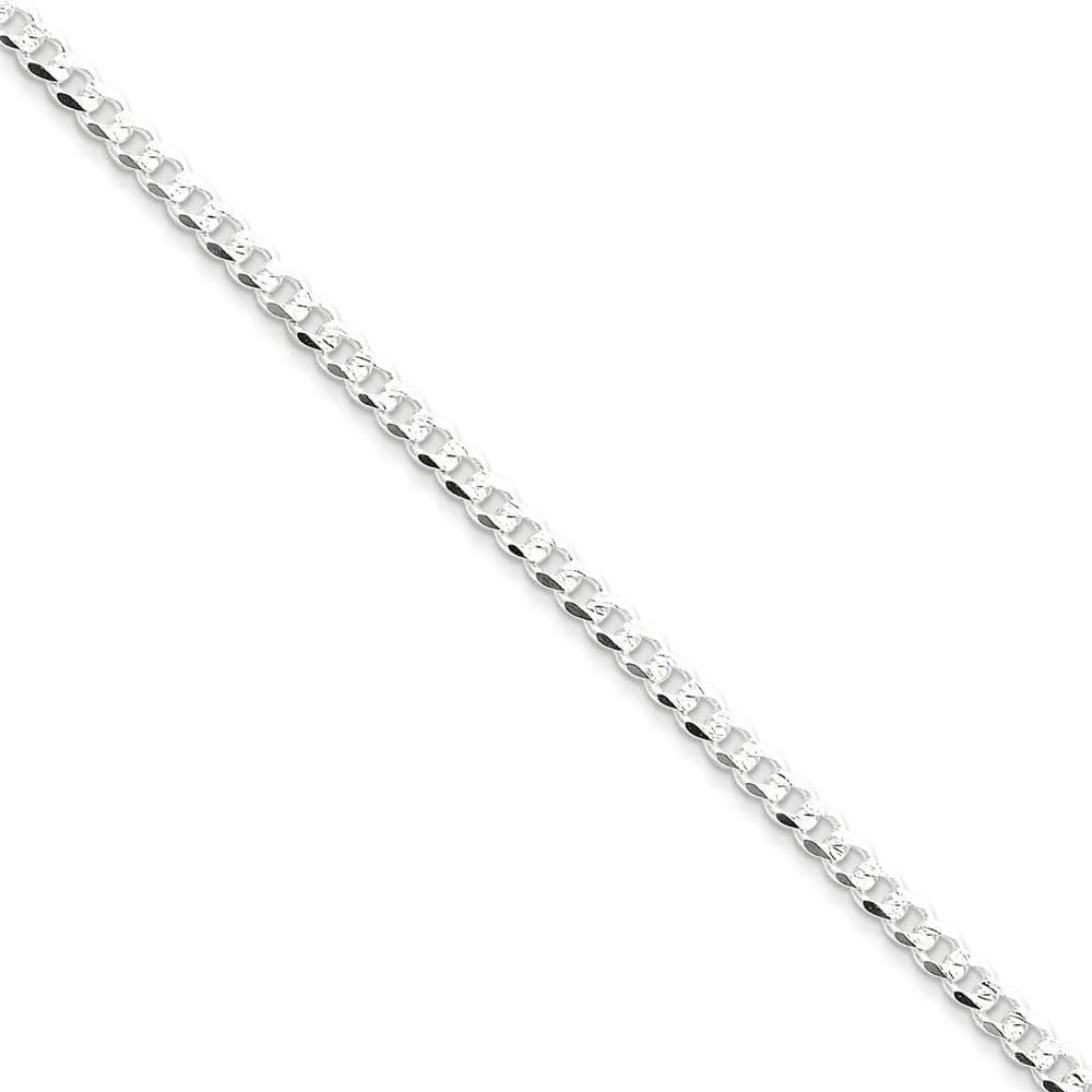 Silver 4.00-mm Wide Solid Pave Link Curb Chain