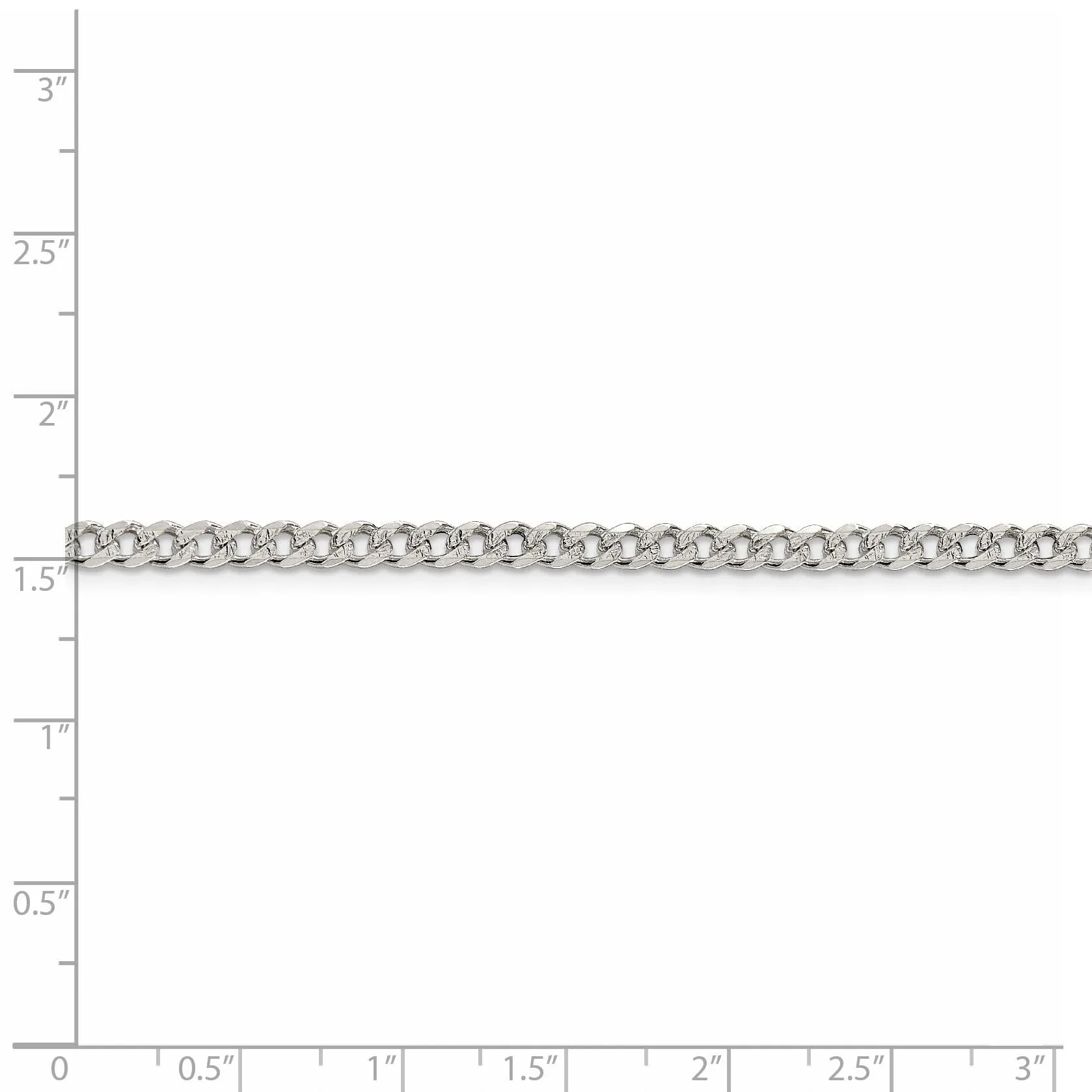 Silver 4.00-mm Wide Solid Pave Link Curb Chain