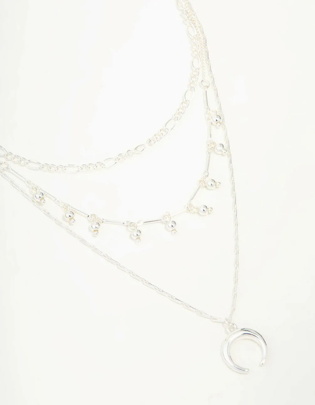 Silver Diamante, Chains & Pendant Layered Necklace