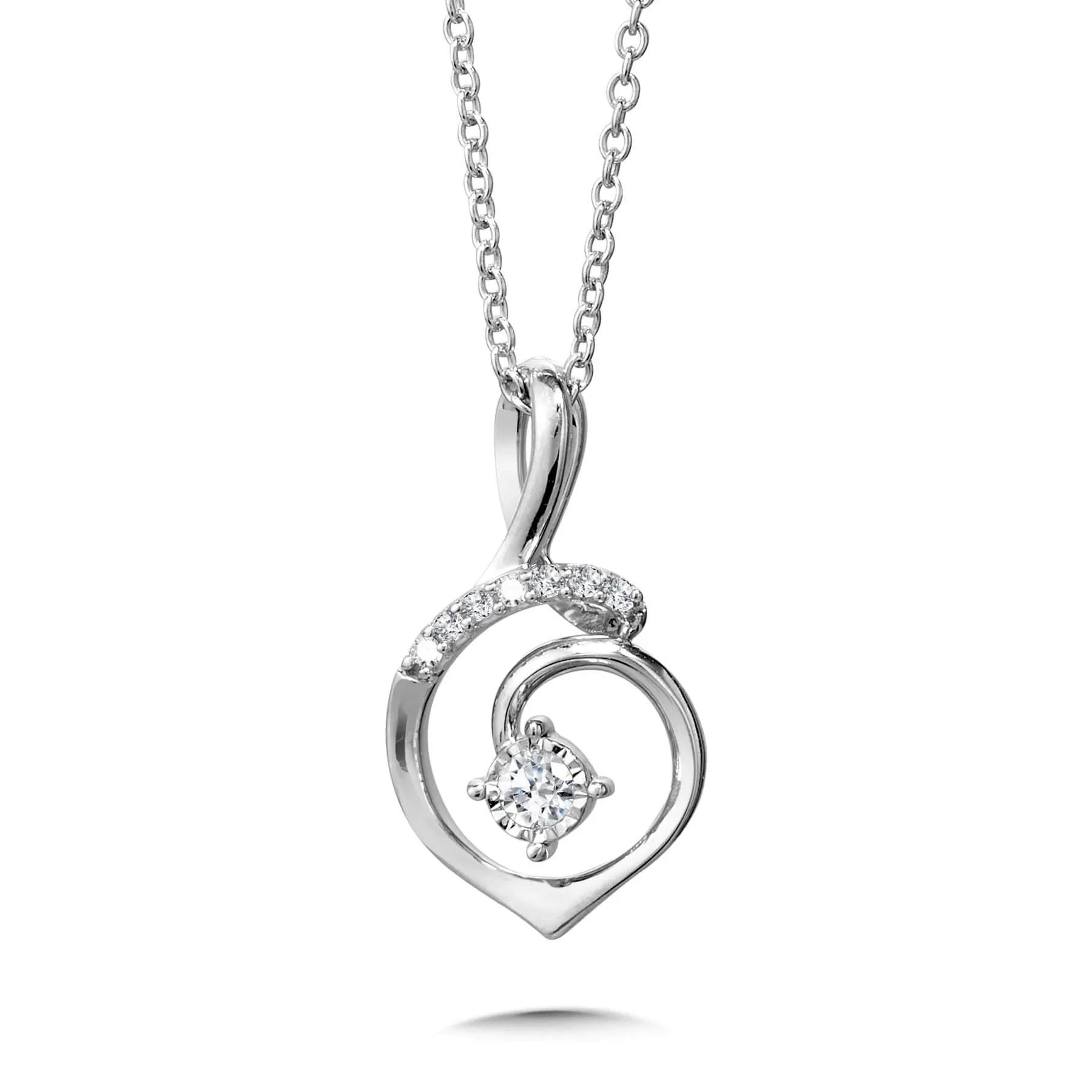 Silver Diamond Swirl Pendant