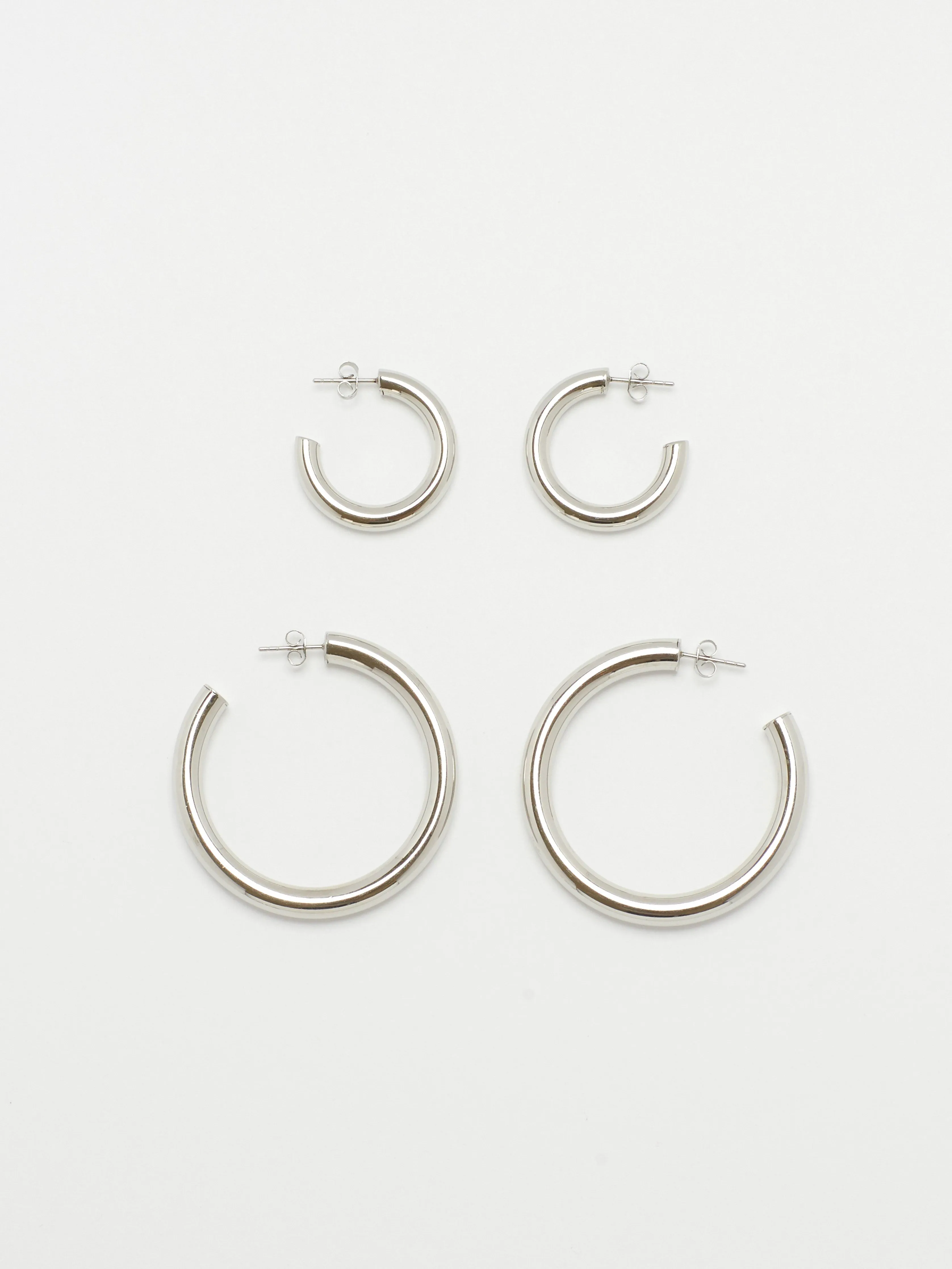 Silver Hollow Hoops