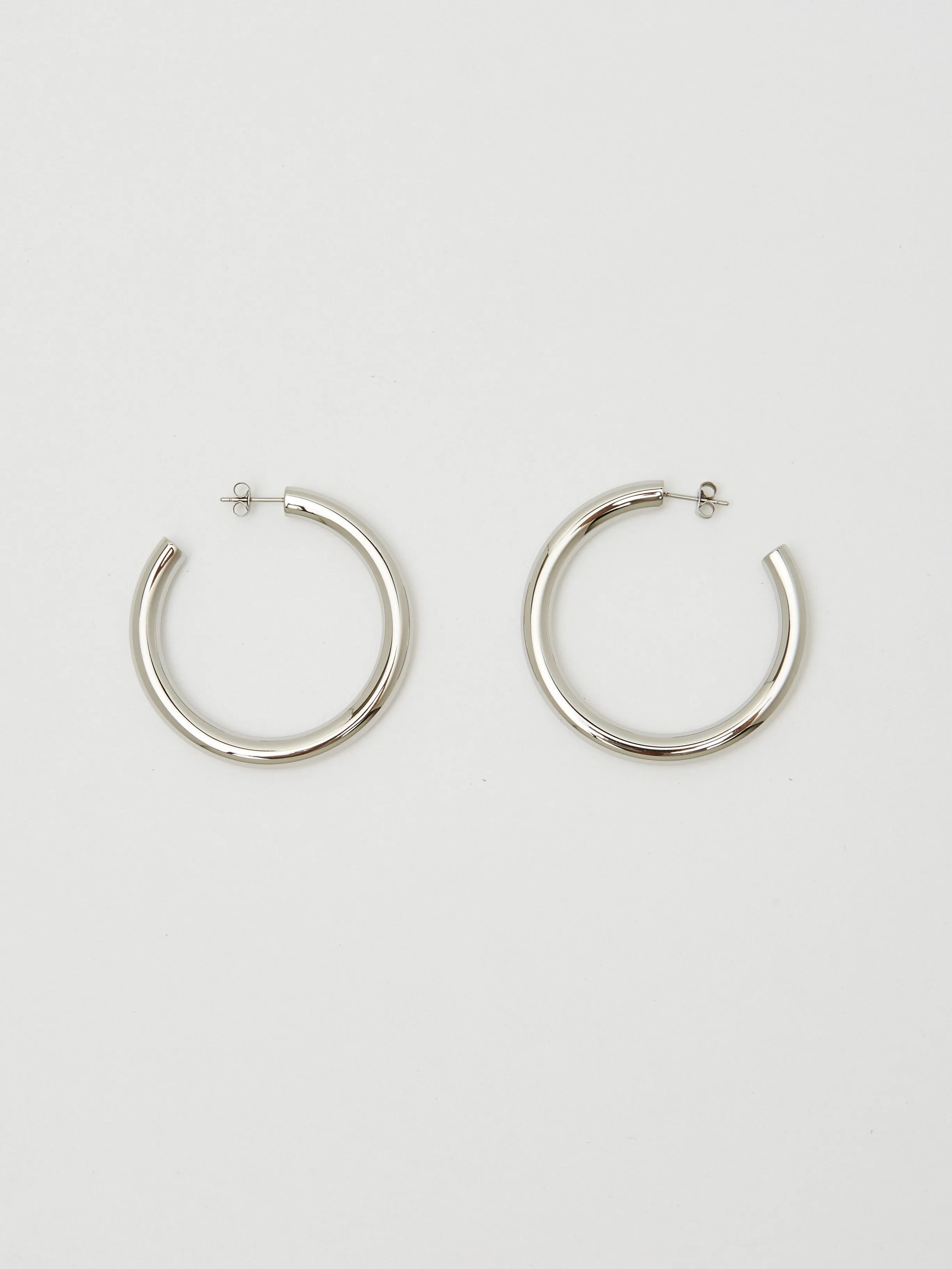 Silver Hollow Hoops