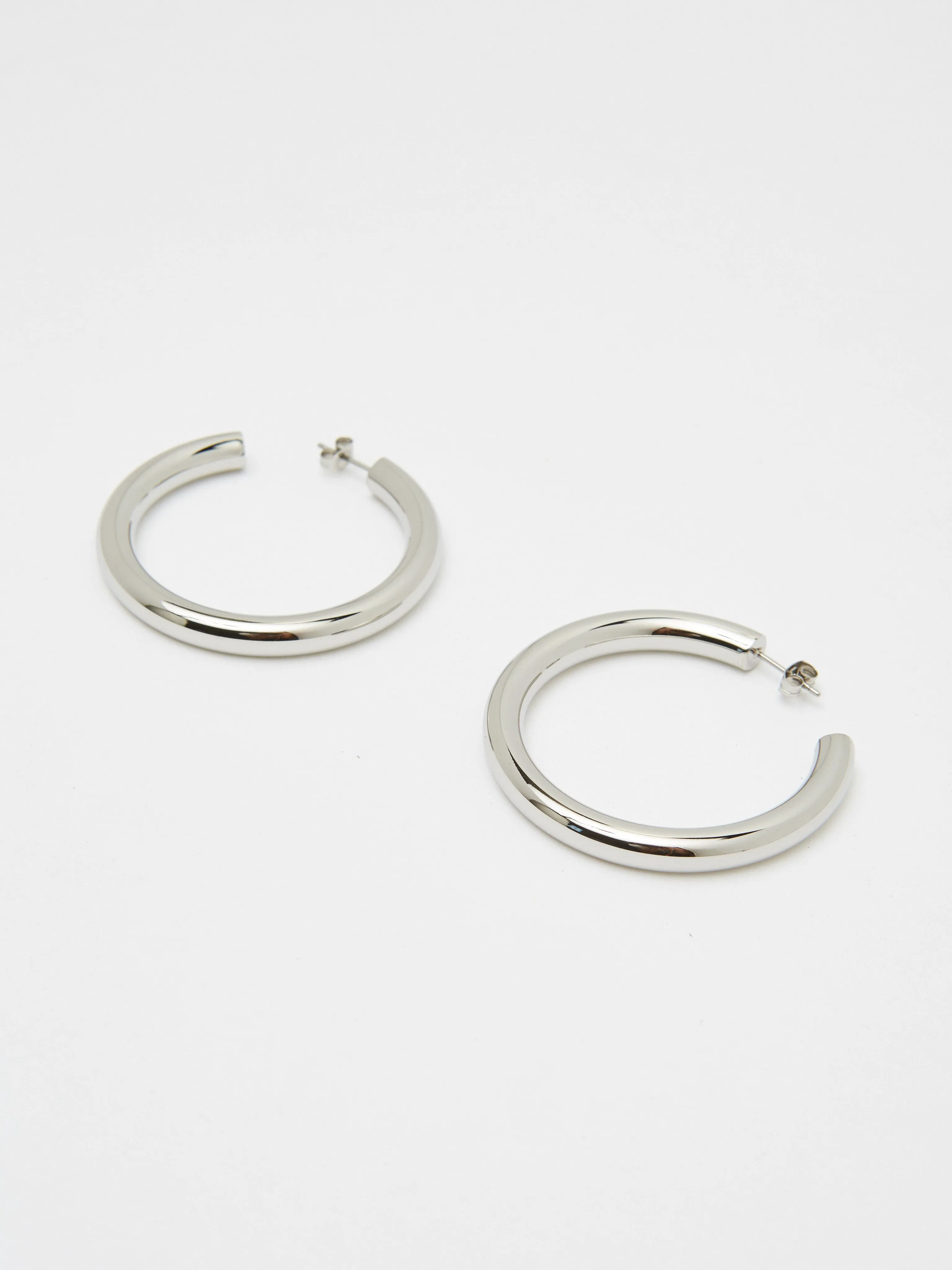 Silver Hollow Hoops