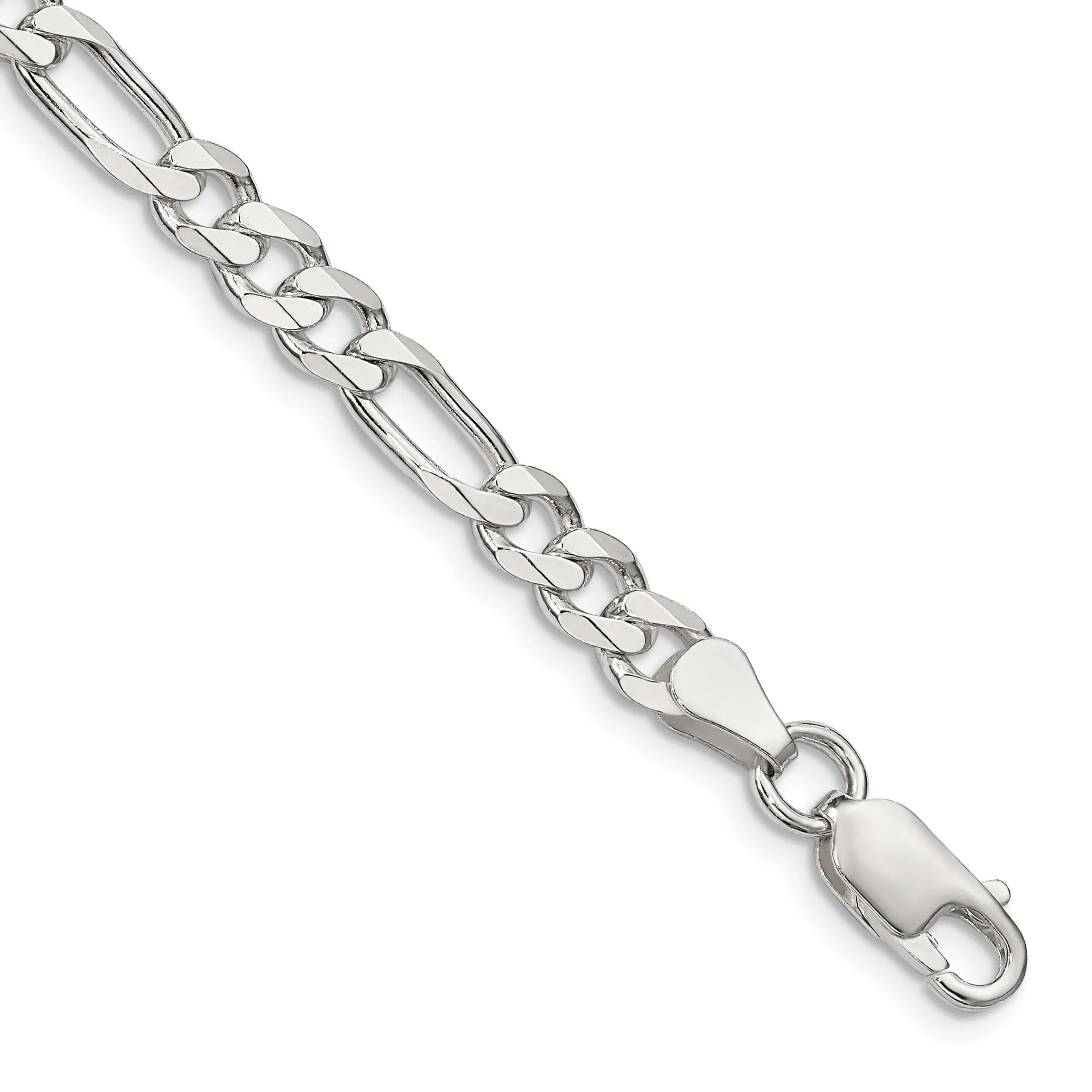 Silver Polished 5.25-mm Solid Figaro Chain