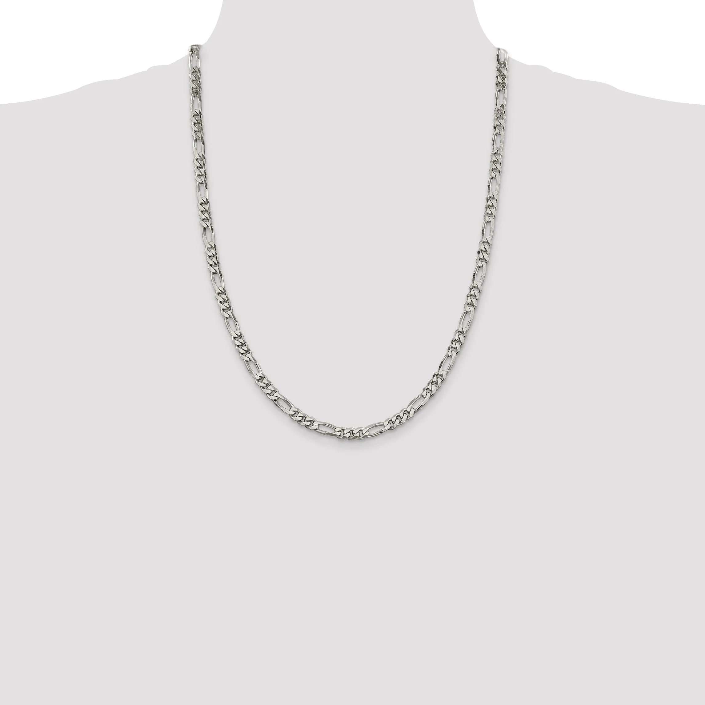 Silver Polished 5.25-mm Solid Figaro Chain