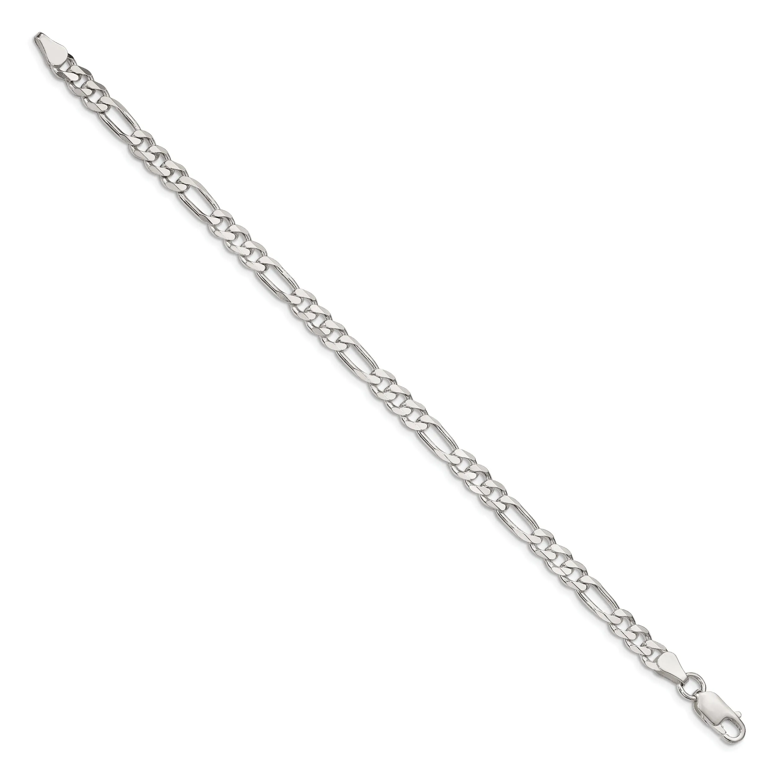 Silver Polished 5.25-mm Solid Figaro Chain