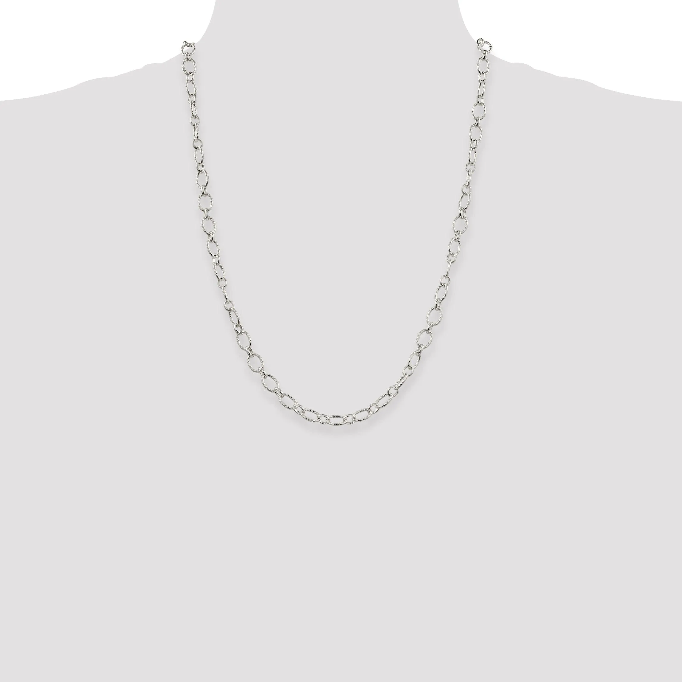 Silver Polished 6.10-mm Fancy Rolo Chain