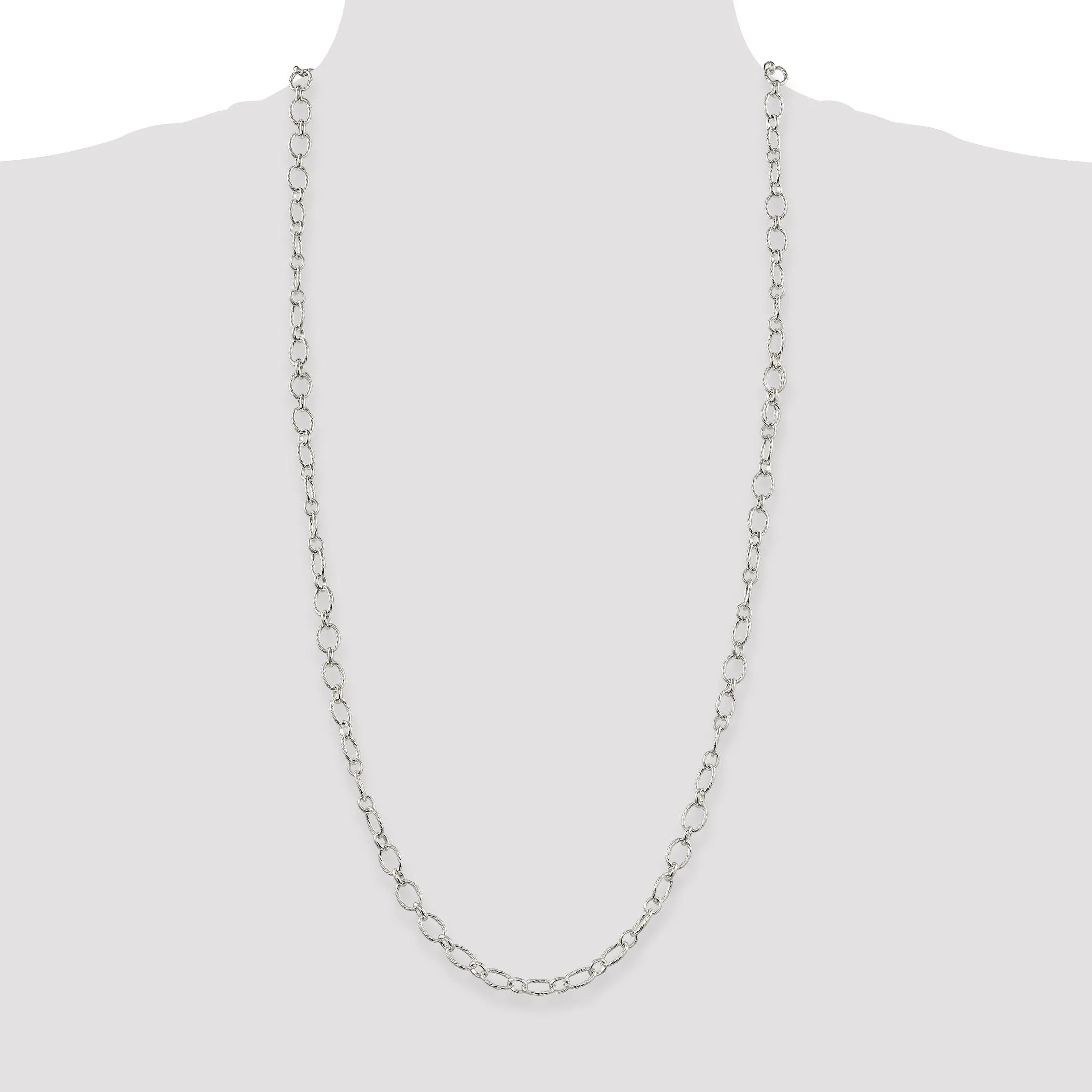 Silver Polished 6.10-mm Fancy Rolo Chain