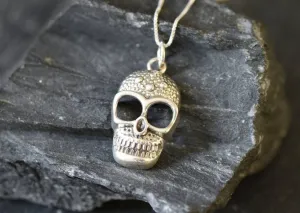 Silver Skull Pendant, Vintage Skull Necklace, Statement Skull Pendant, Solid Silver Pendant, Artistic Silver Pendant, 925 Sterling Silver