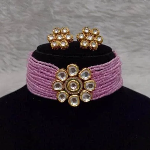 Simple Moti Kundan Choker Necklace Set