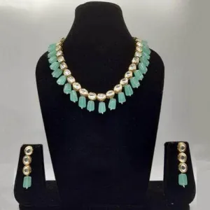 Single Line Kundan Beads Necklace Set