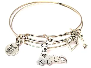 Sitting Great Dane With Heart Expandable Bangle Bracelet Set