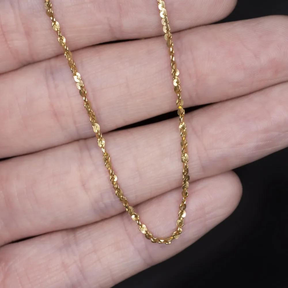 SOLID 14K YELLOW GOLD 18 INCH CHAIN 1.5mm FIGURE EIGHT TWIST MEN LADIES NECKLACE