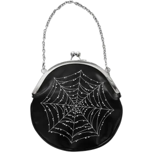 Spiderweb Convertible Clasp Handbag in Black