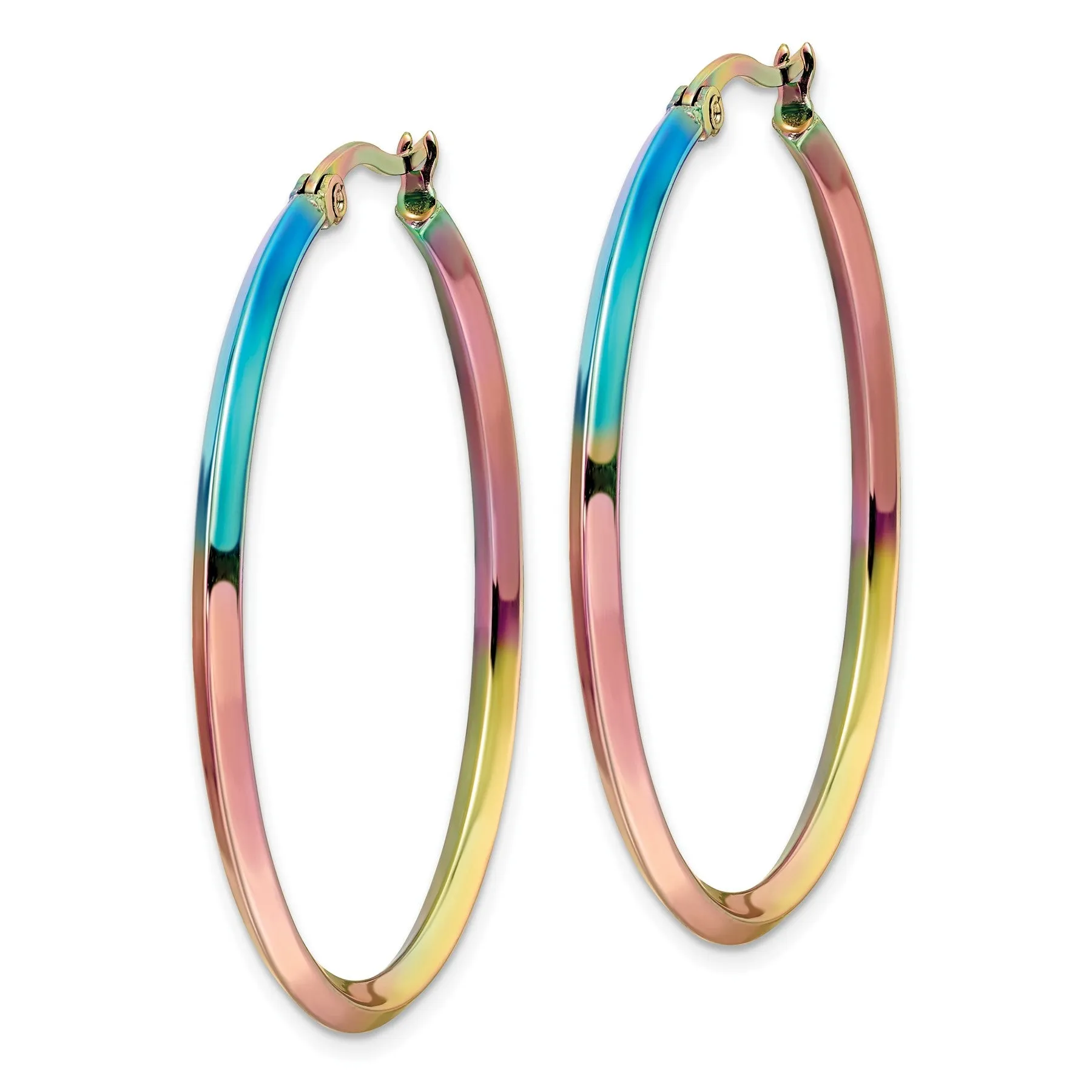 Stainless Steel Rainbow IP-plated Hoop Earrings