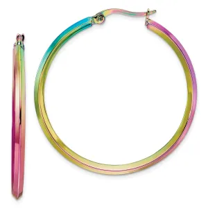 Stainless Steel Rainbow IP-plated Hoop Earrings