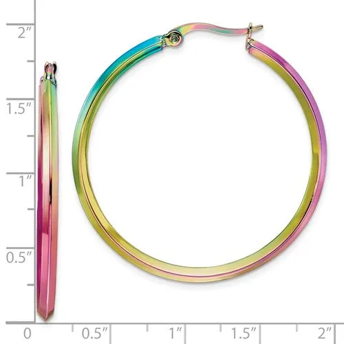 Stainless Steel Rainbow IP-plated Hoop Earrings