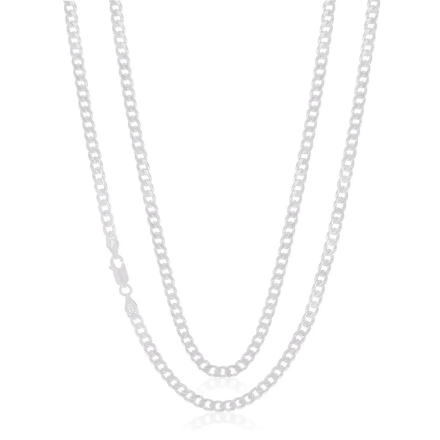 Sterling Silver 60cm Bevel Diamond Cut Curb Chain