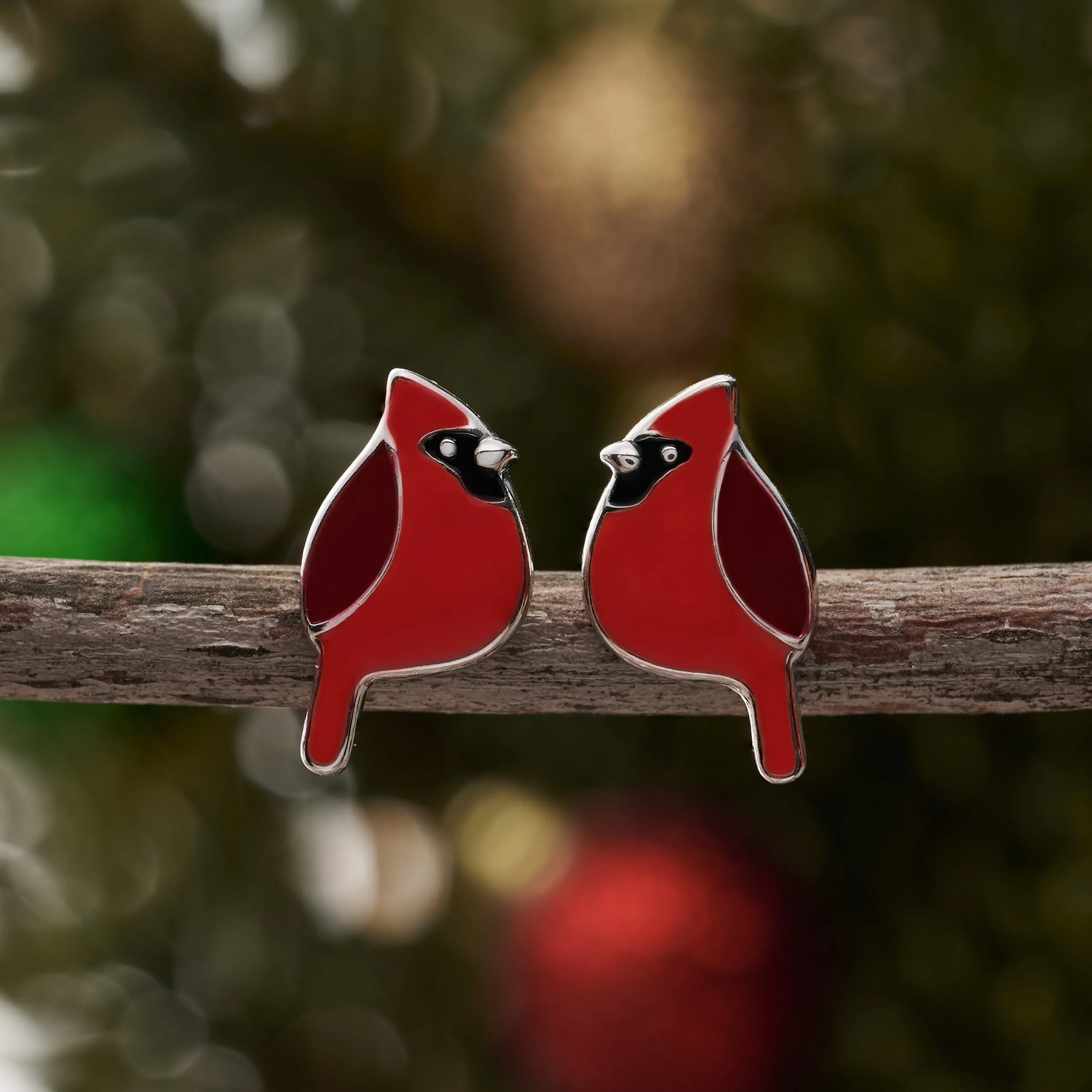 Sterling Silver Cardinal Studs