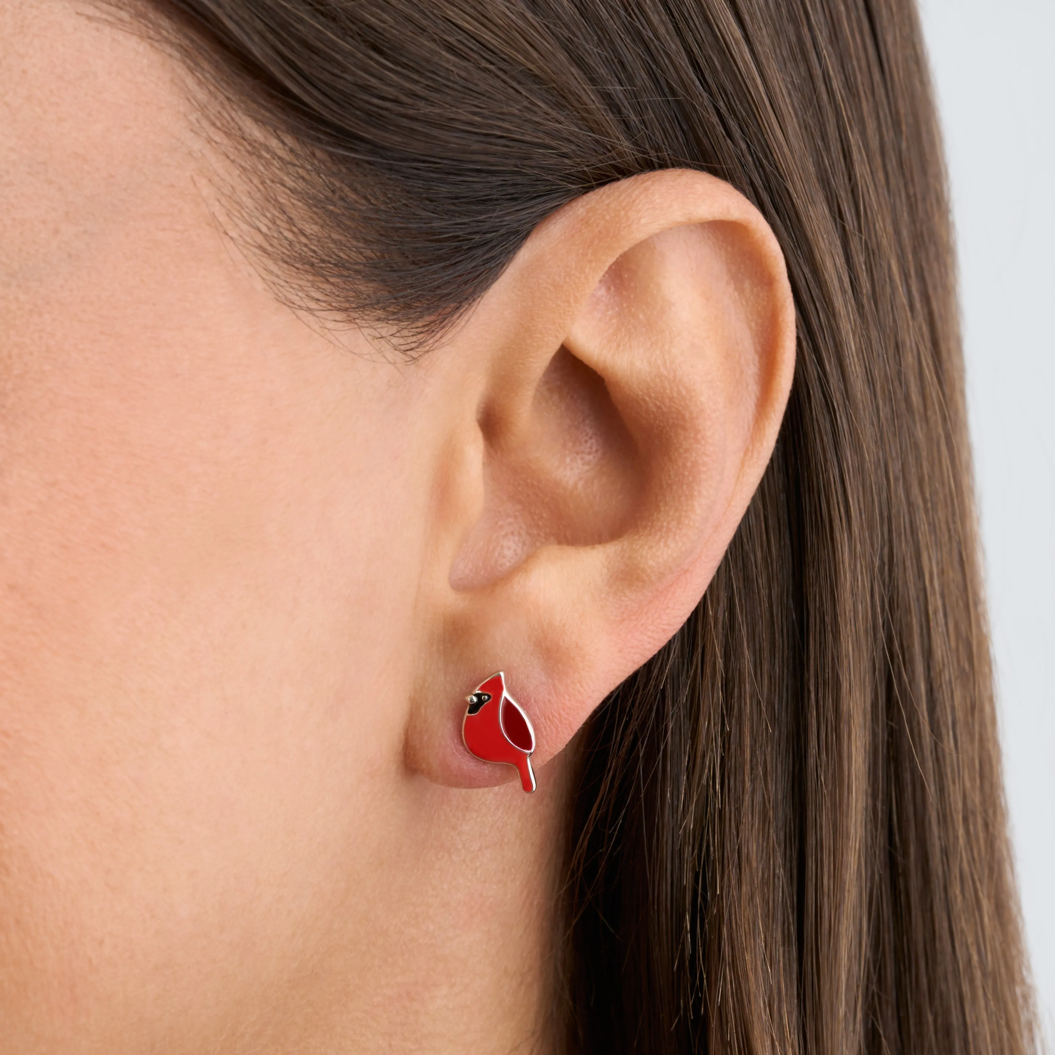 Sterling Silver Cardinal Studs