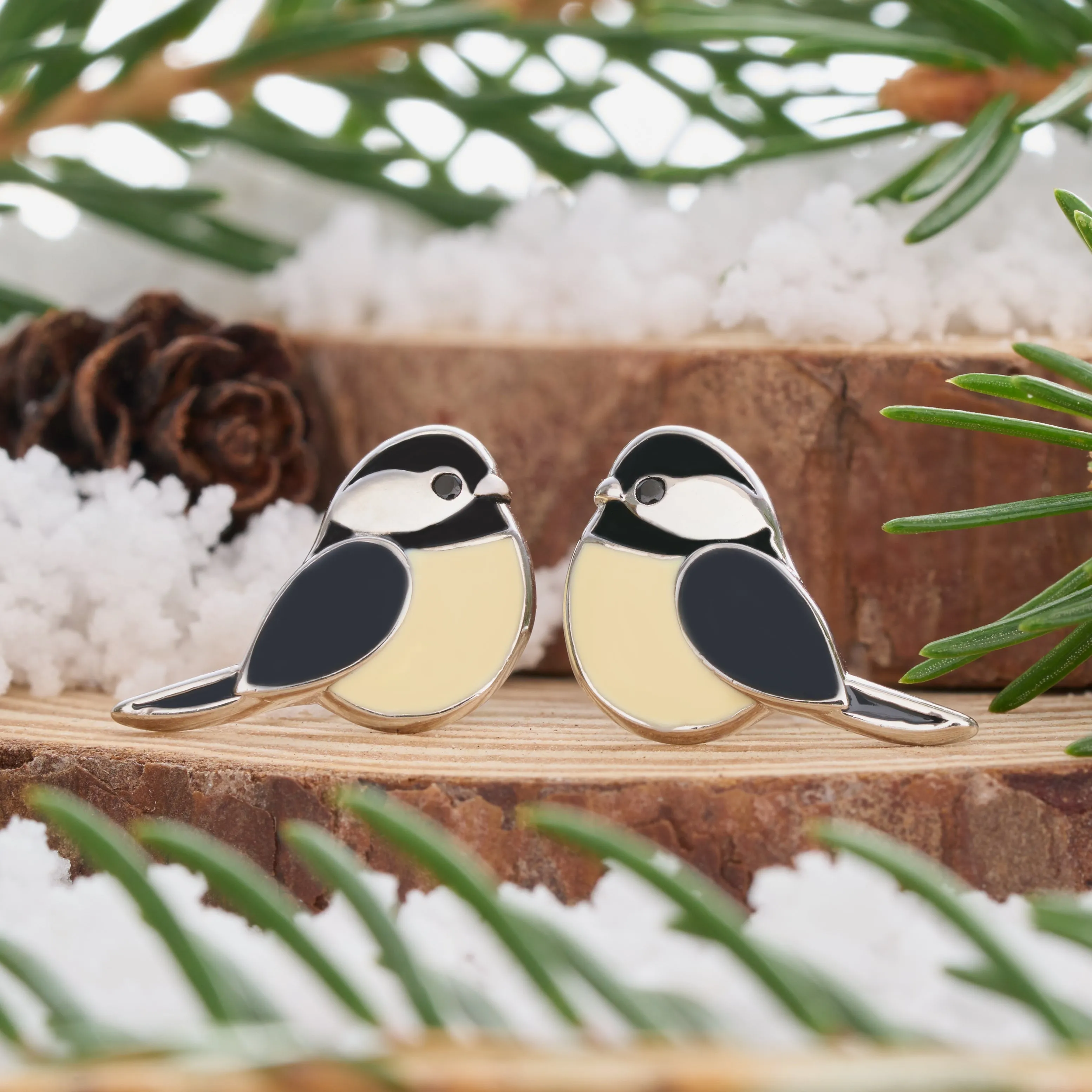 Sterling Silver Chickadee Studs