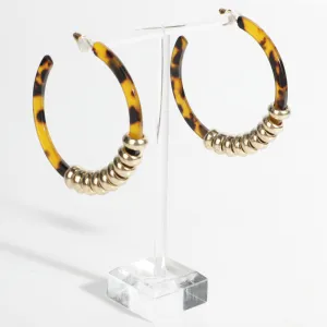 Telephone Cord Tortoise Lucite Resin Open Hoops