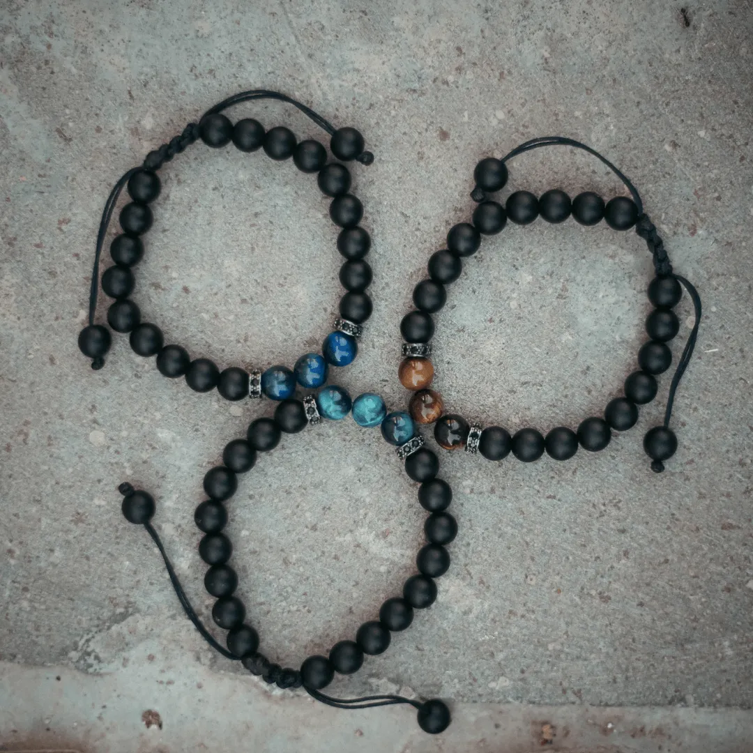 The Black and Blue Tiger Eye thread bracelet