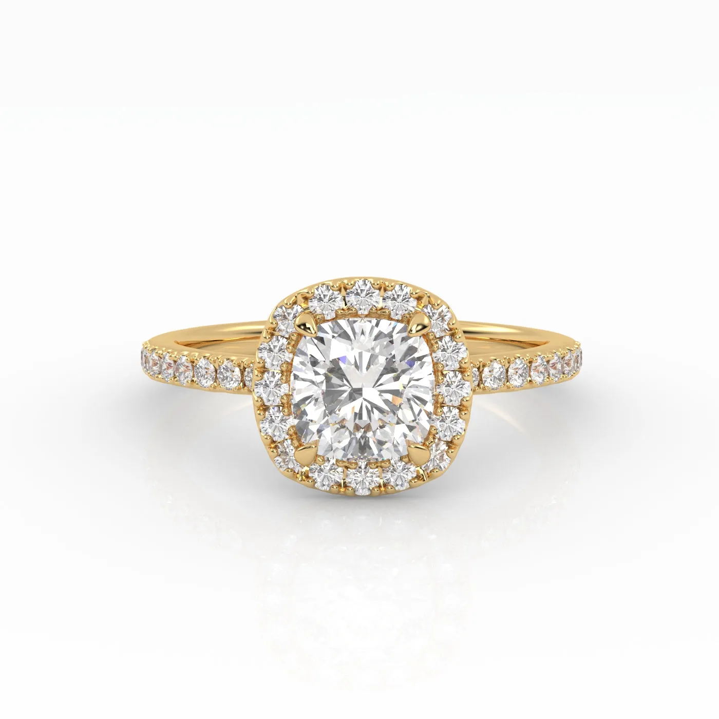 The Cushion Solitaire with Pavé band and Halo