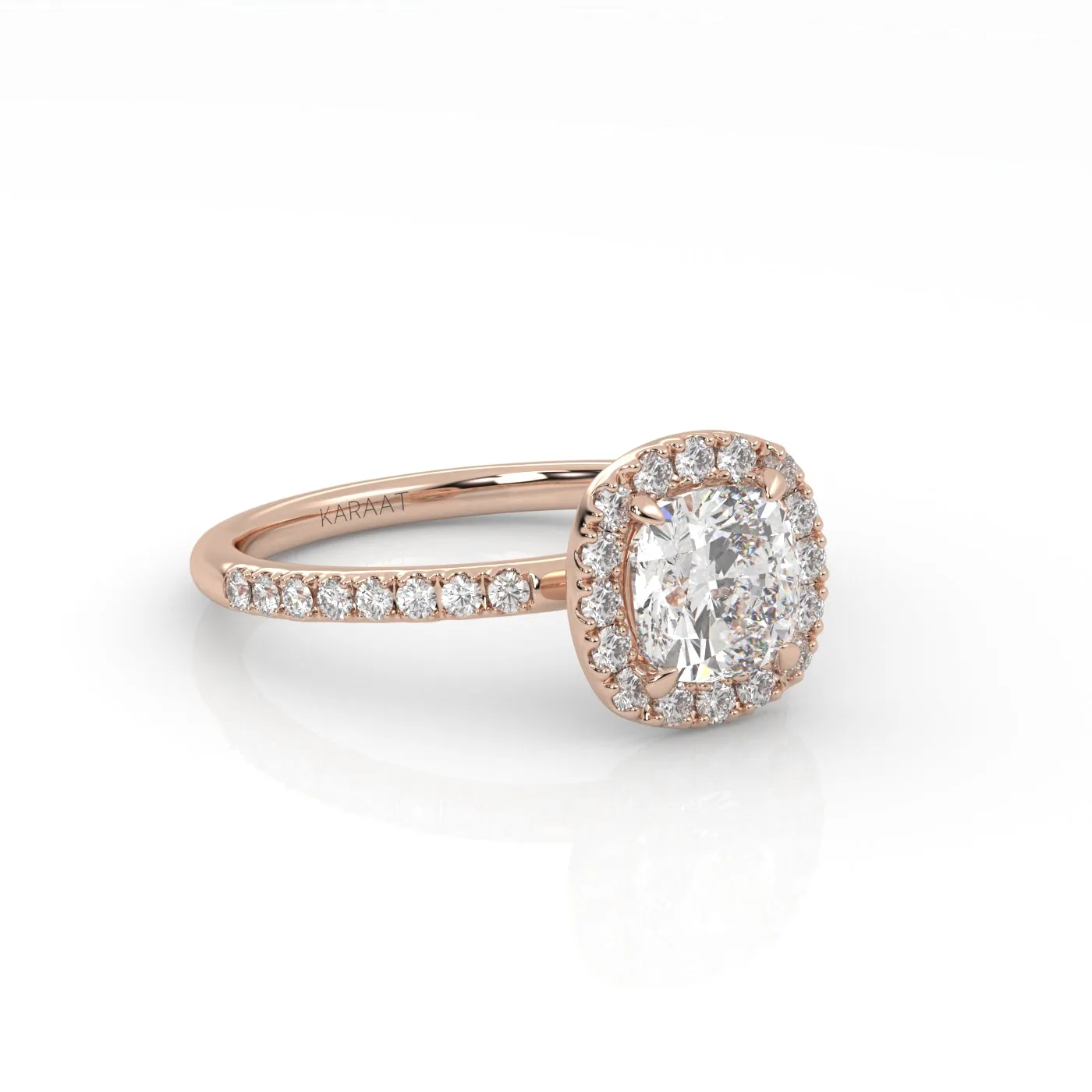 The Cushion Solitaire with Pavé band and Halo