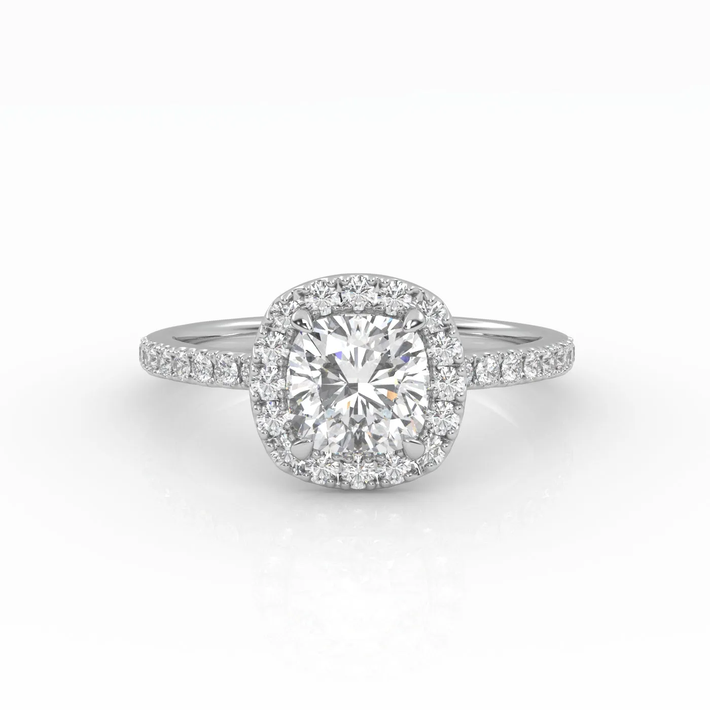 The Cushion Solitaire with Pavé band and Halo