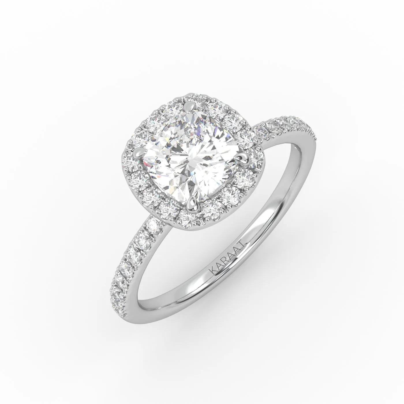 The Cushion Solitaire with Pavé band and Halo