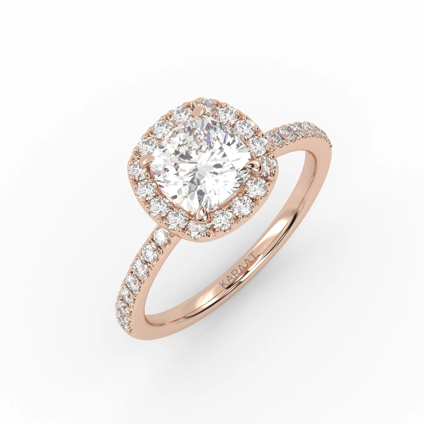 The Cushion Solitaire with Pavé band and Halo